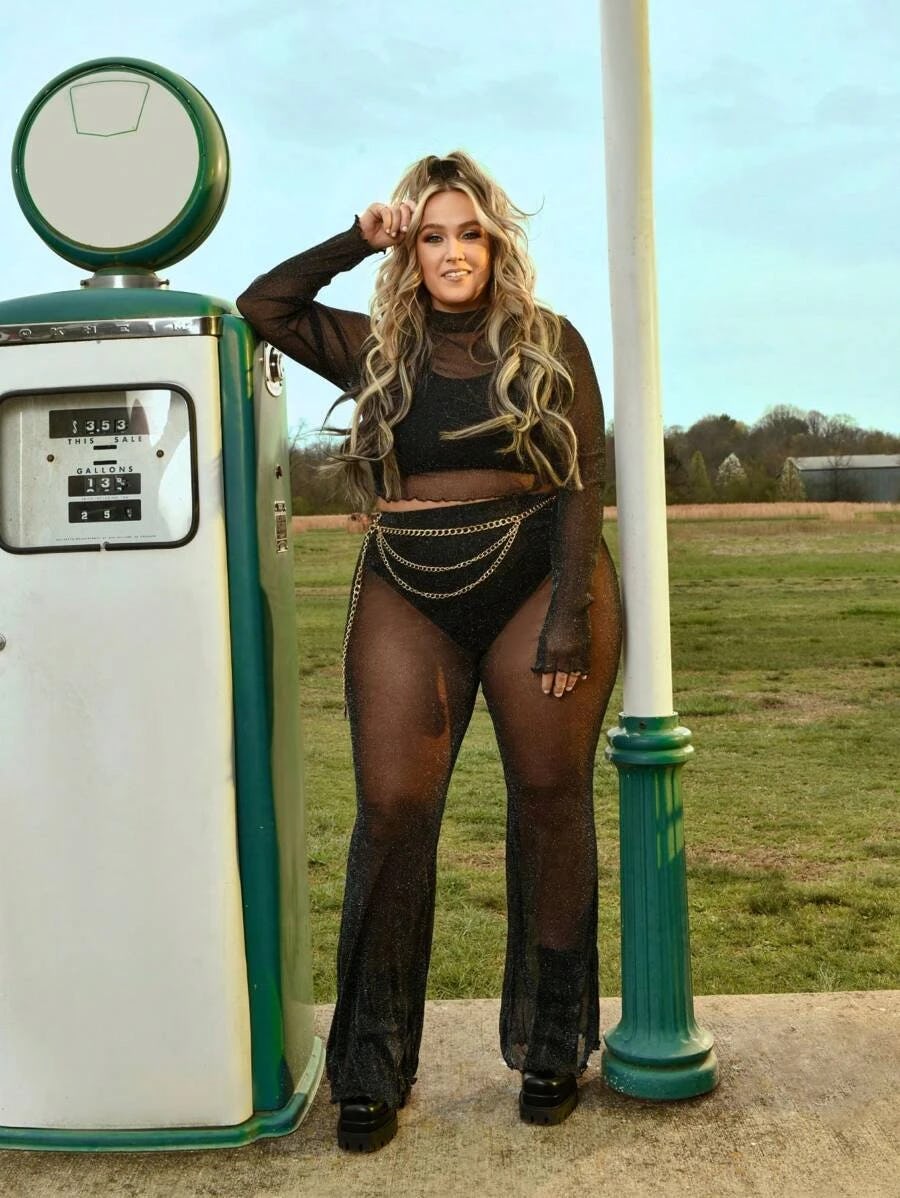 See Through Mesh Top &amp; Pants Without Belt