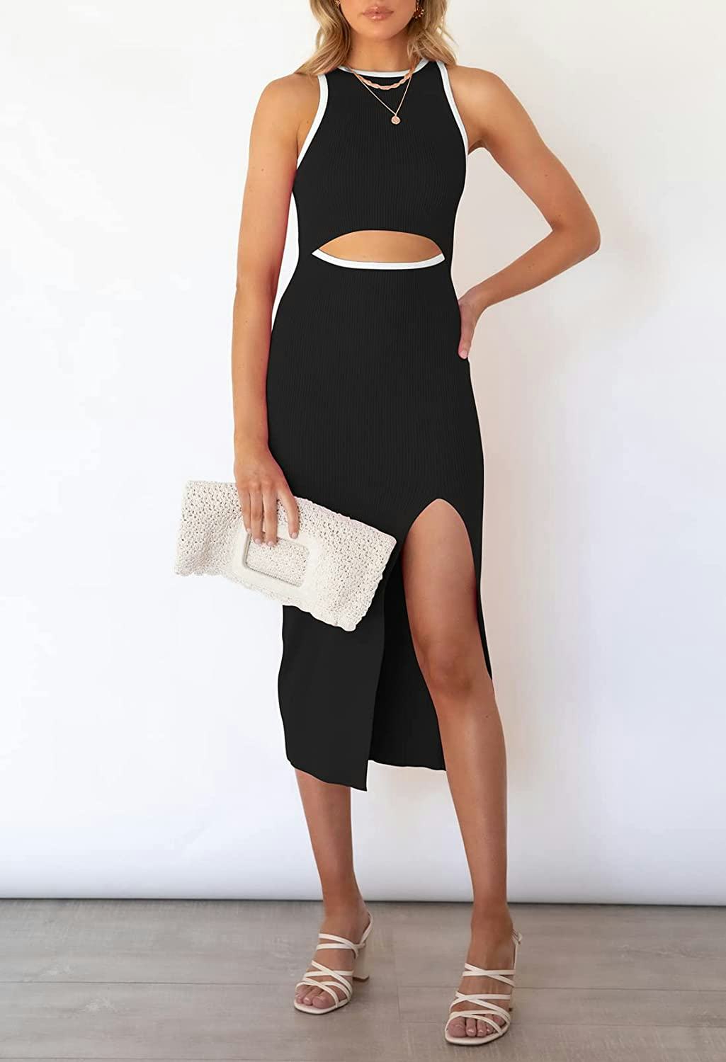Cutiefox Ribbed Cut-Out Midi Dress