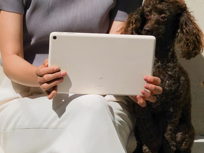 The upcoming Pixel Tablet in white.
