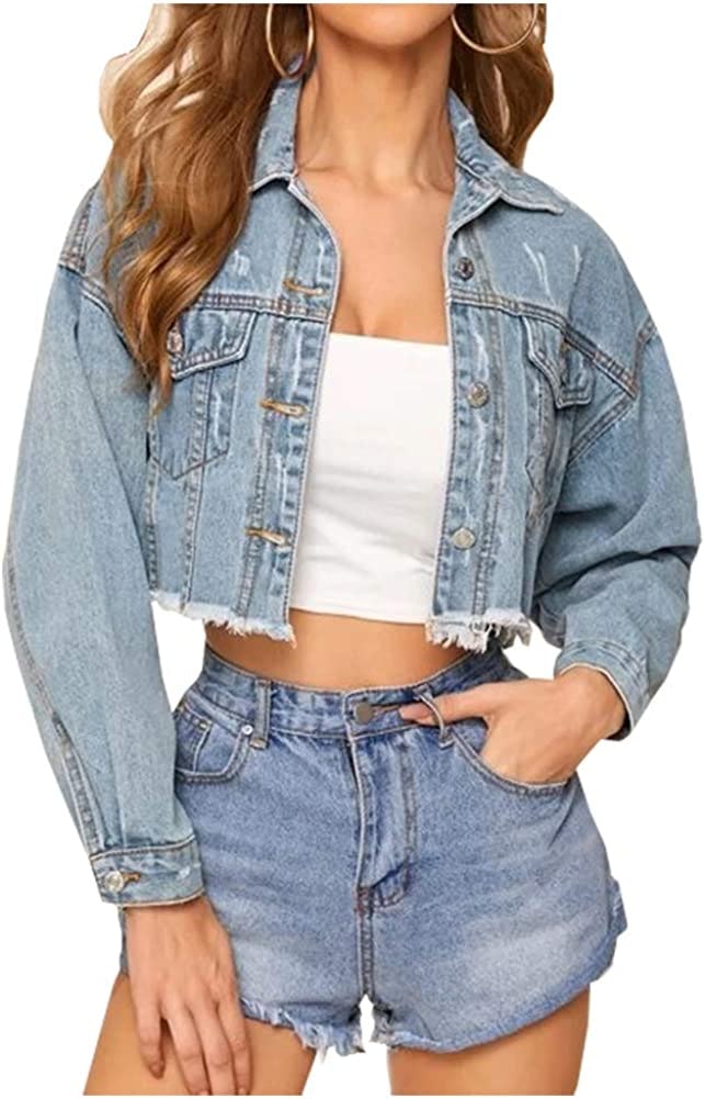 LifeShe Cropped Denim Jacket