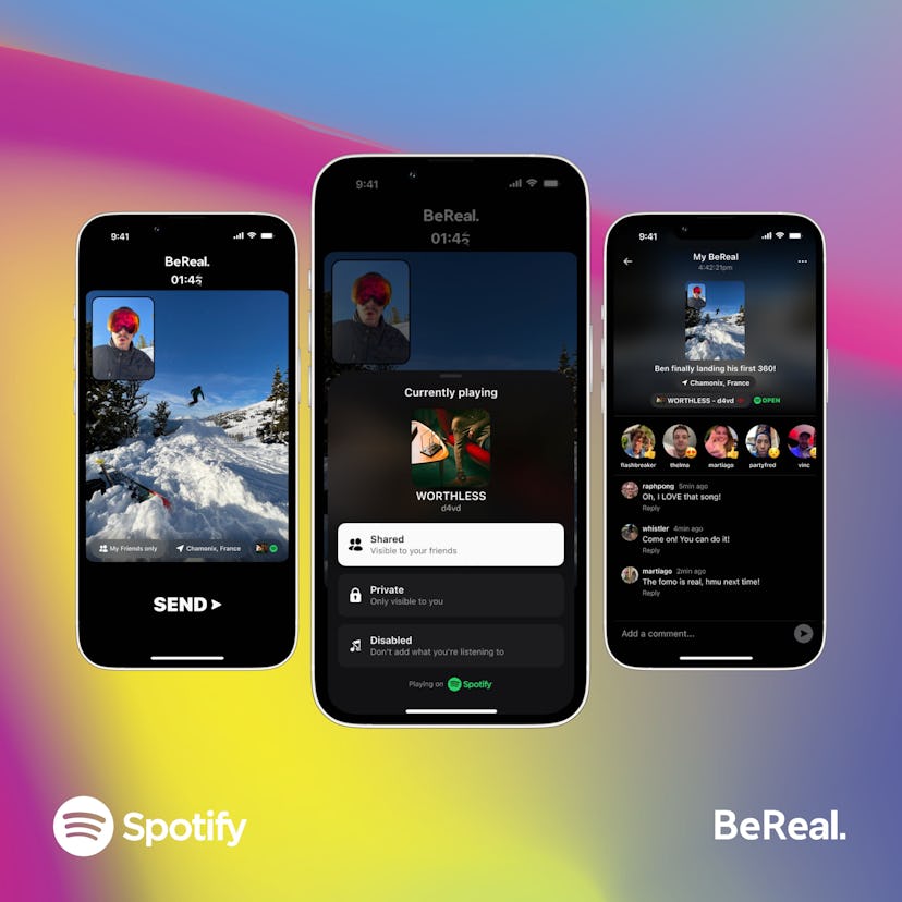 BeReal’s new Spotify feature lets you share what you’re listening to.