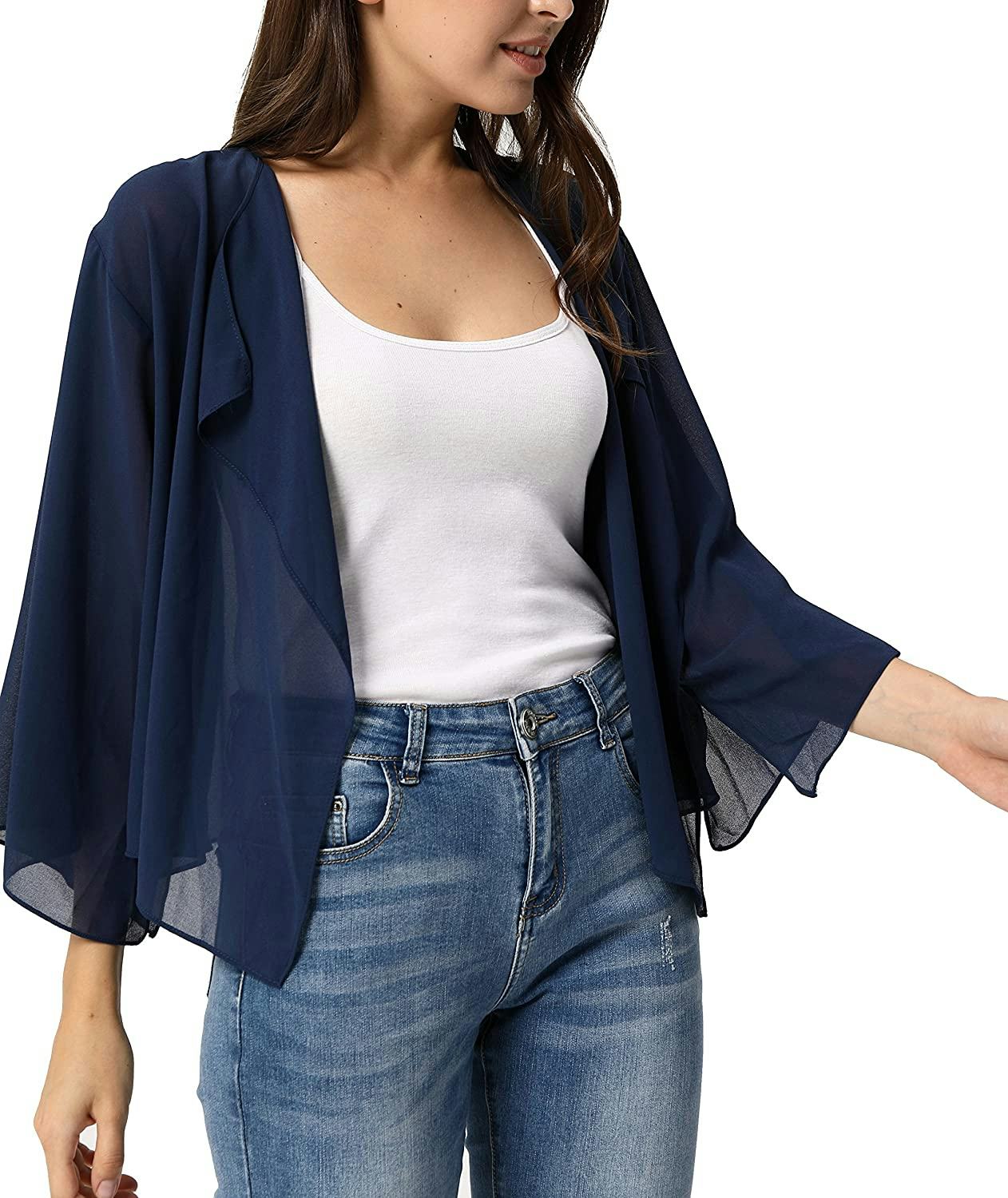 Kate Kasin Loose Chiffon Cardigan