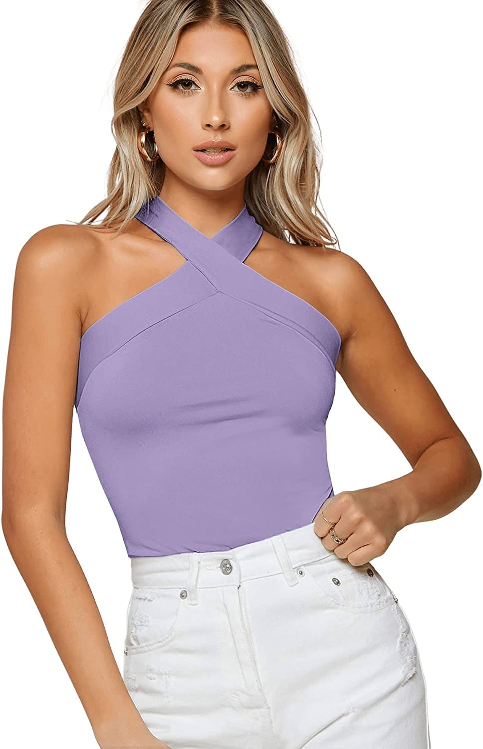 Floerns Criss-Cross Halter Top