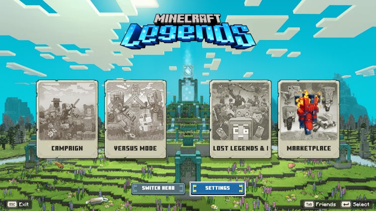 Minecraft Legends main menu