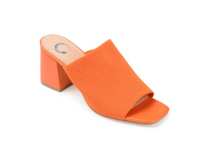 Orange mule heels that will make any Mother's Day outfit idea come together.