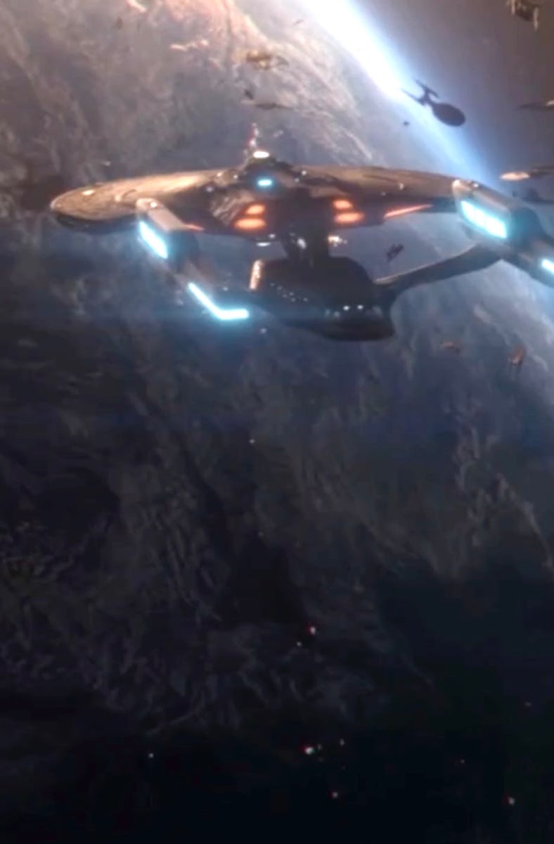 The Enterprise-D and the Titan (soon to be Enterprise-G)