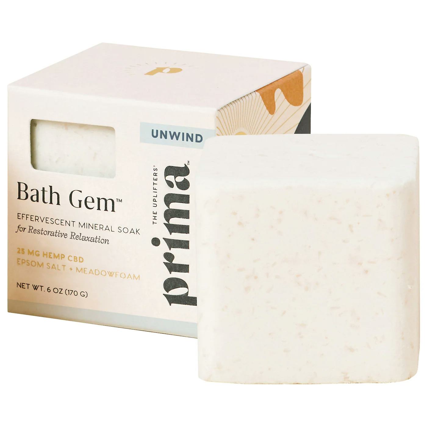Prima Unwind Bath Gem Relaxing Bath Soak with Epsom Salt + Moisturizing Oils