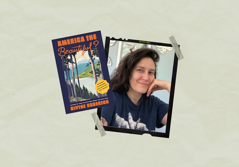 A photo of Blythe Roberson with her book 'America the Beautiful?'