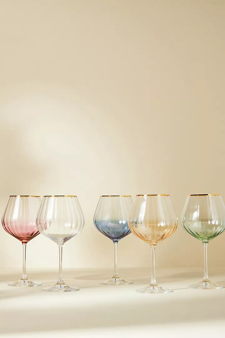 Waterfall red wine glasses in rainbow colors is a lovely mother's day gift for mother in law