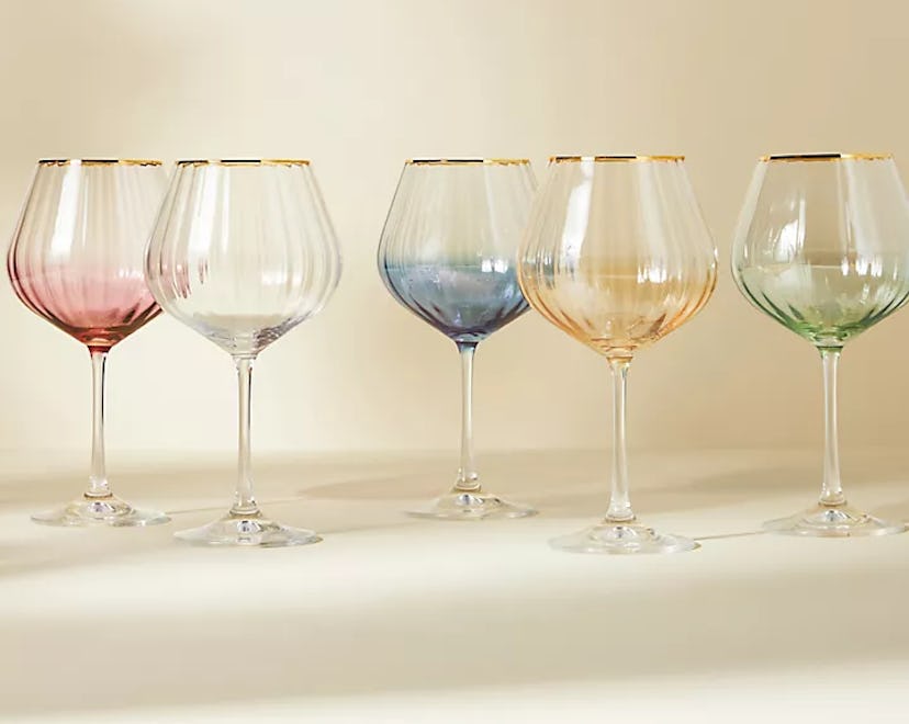Waterfall red wine glasses in rainbow colors is a lovely mother's day gift for mother in law