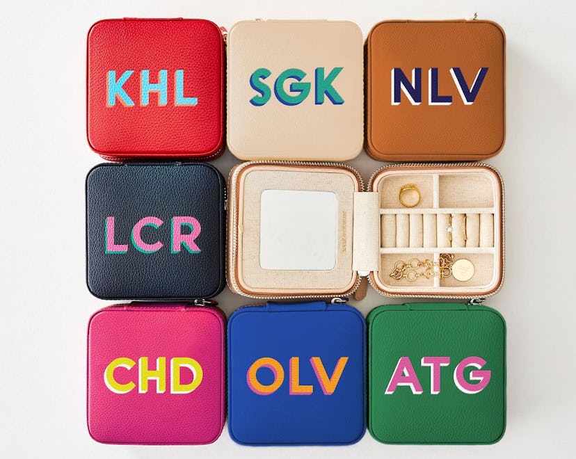 mark and graham jewelry case in a rainbow of color options is a great personalized mother's day gift