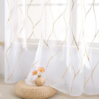 Deconovo Gold Foil Printed Sheer Curtains