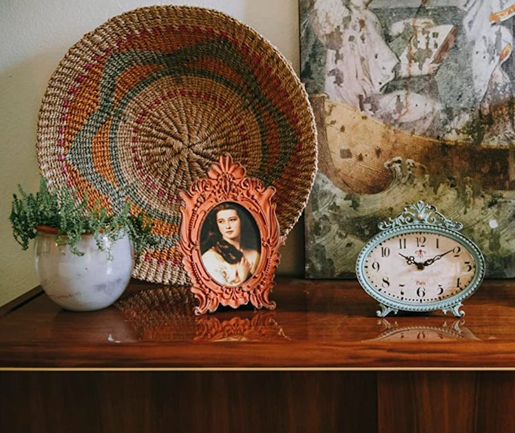 Creative Co-Op Distressed Pewter Mantel Clock