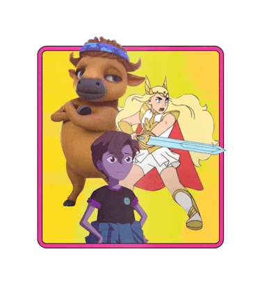 Collage of three characters from kids' tv shows with transgender characters.