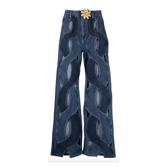 Area Rope Cut-Out Wide-Leg Jeans