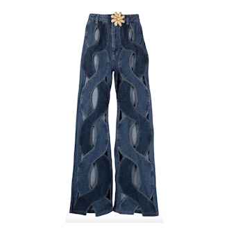 Area Rope Cut-Out Wide-Leg Jeans