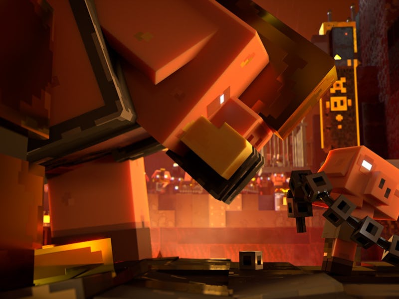 Piglin leader talking to subordinate