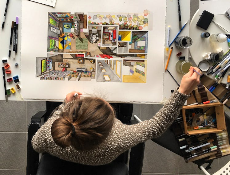 Boryana Ilieva working on 'Pain and Glory' floorplan