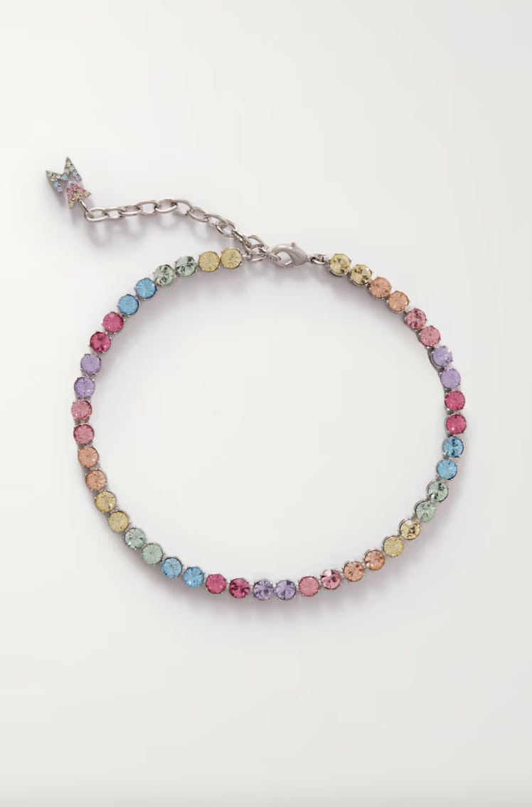 Silver Tone Crystal Tennis Anklet