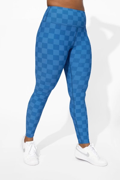 Mother's Day gifts for a mom who works out: these blue checker print leggings