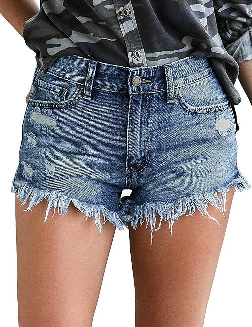 MODARANI Cut Off Frayed Denim Shorts