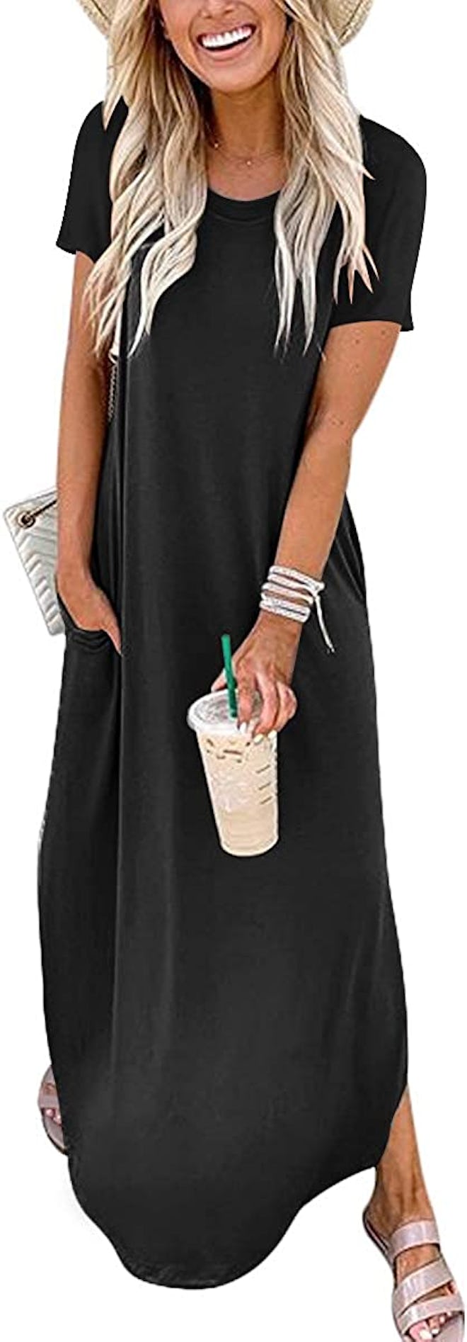 ANRABESS Loose Split Maxi Dress