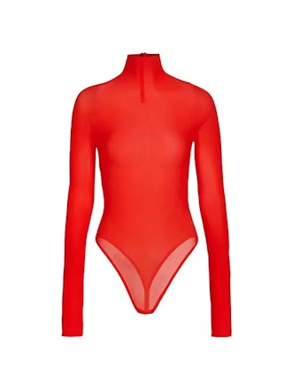 Alaïa Stretch-Tulle Turtleneck Bodysuit