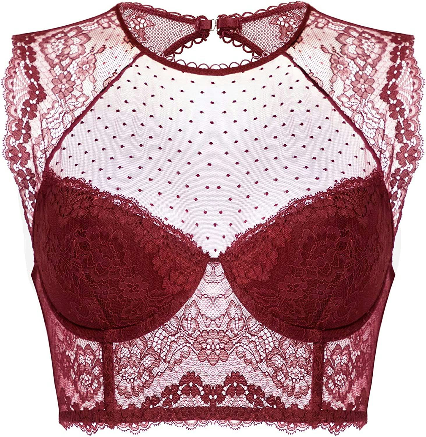 DOBREVA Lace Bralette High Neck Crop Top