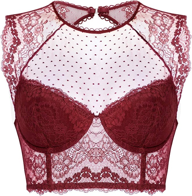 DOBREVA Lace Bralette High Neck Crop Top