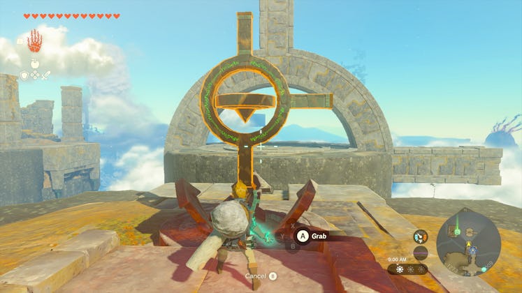 Link uses the Ultrahand skill in 'Tears of the Kingdom' to create a new path.