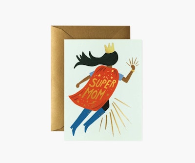 Mother's Day card that reads "Super Mom"