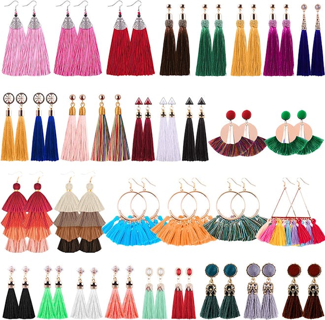 Duufin Colorful Tassel Earrings (32 Pairs)