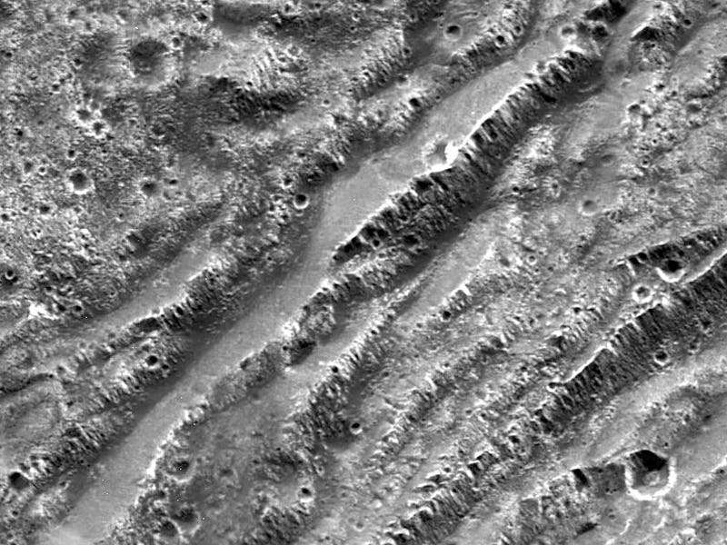 Image of potential flat, smooth terrain on Ganymede imaged by NASA's Galileo spacecraft in 2000 that...