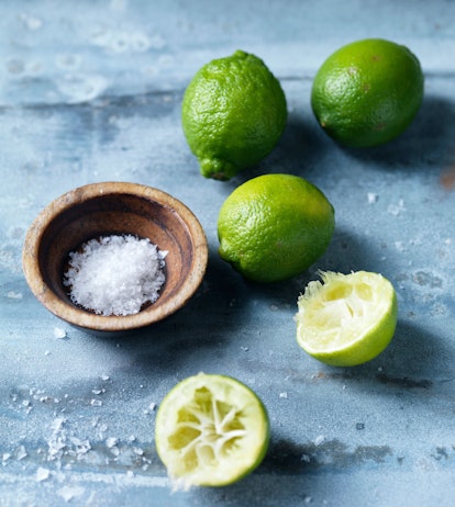 Limes and salt on a table