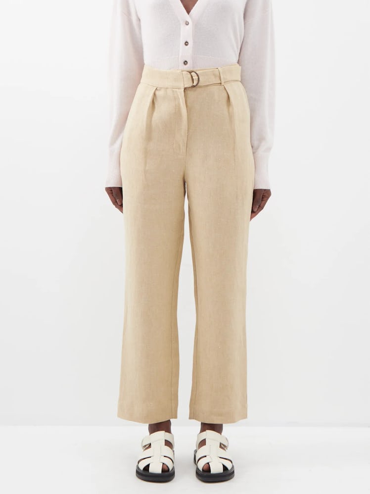 Nabq Pleated Organic-Linen Trousers