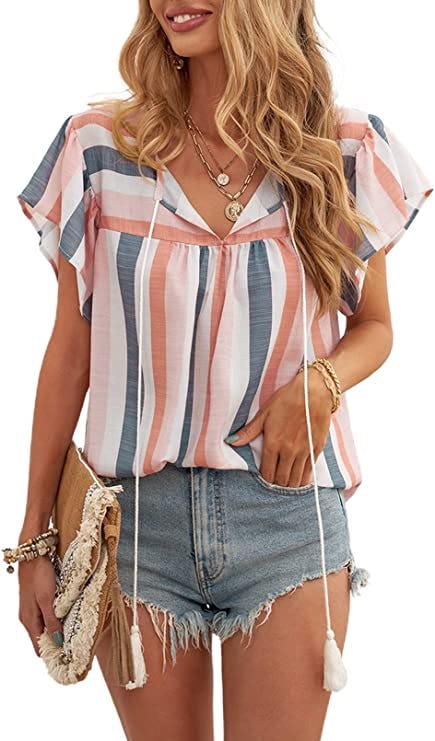 Dokotoo Short-Sleeve Drawstring Blouse