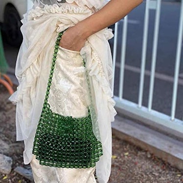 Abvokury YIFEI Transparent Green Beaded Acrylic Shoulder Bag 