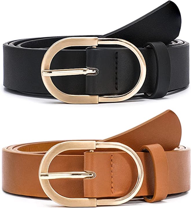 VONMELLI Gold Buckle Dress Belt (2-Pack)
