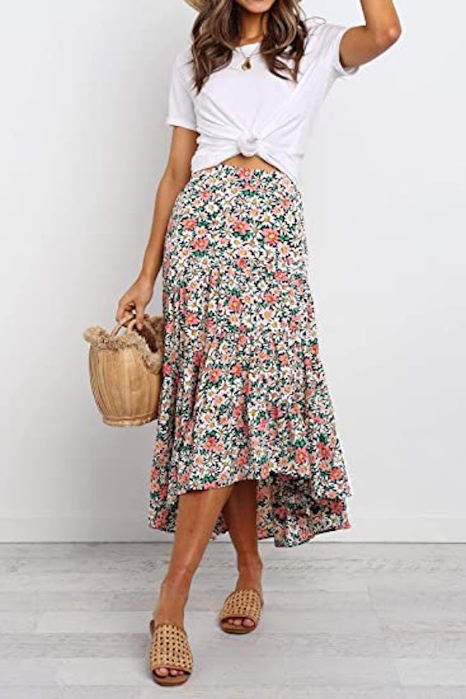 This floral skirt is a comfortable way to add some cute style to your wardrobe.