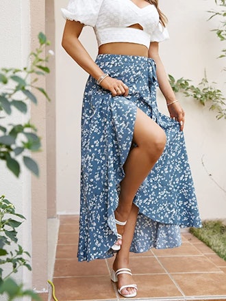 BerryGo Floral Wrap Maxi Skirt