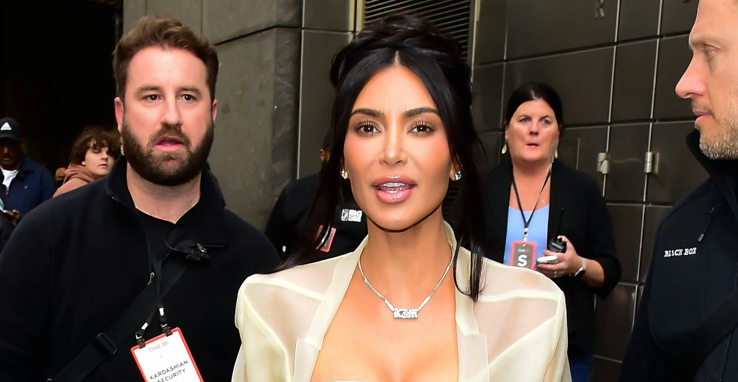 Kim Kardashian Brings the Sheer Trend to Suiting Territory