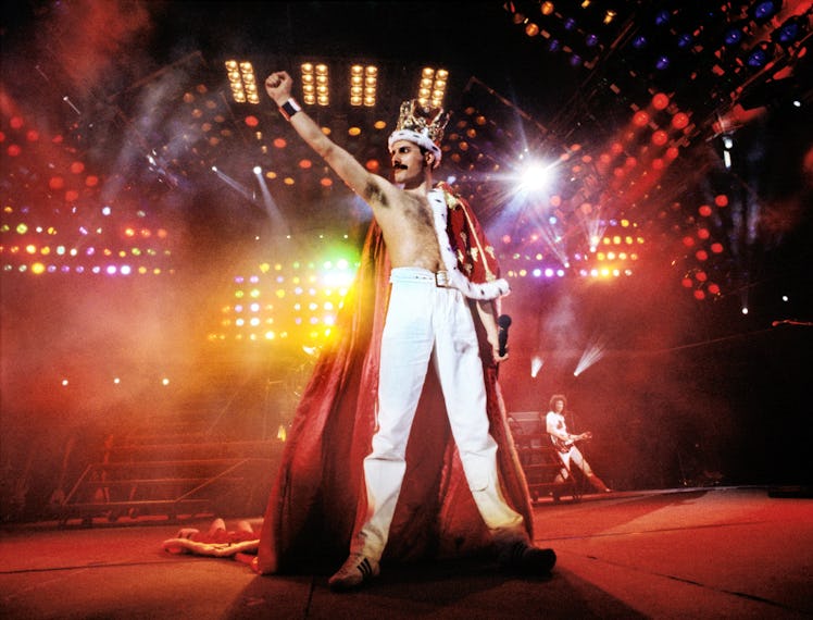 Freddie Mercury, Queen, at Wembley Stadium in 1986