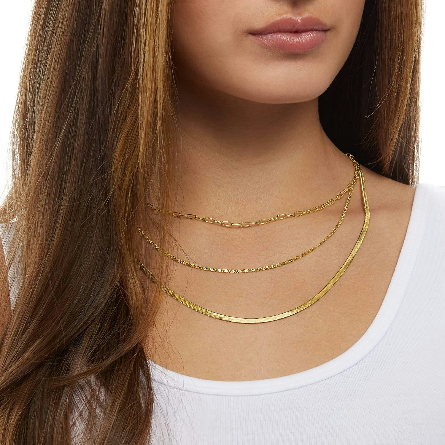 Amazon Essentials 14K 3 Row Layered Necklace