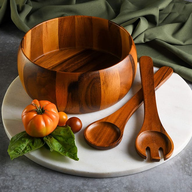 Gibson Home Laurel Acacia Wood Salad Bowl Set (3-Pieces)