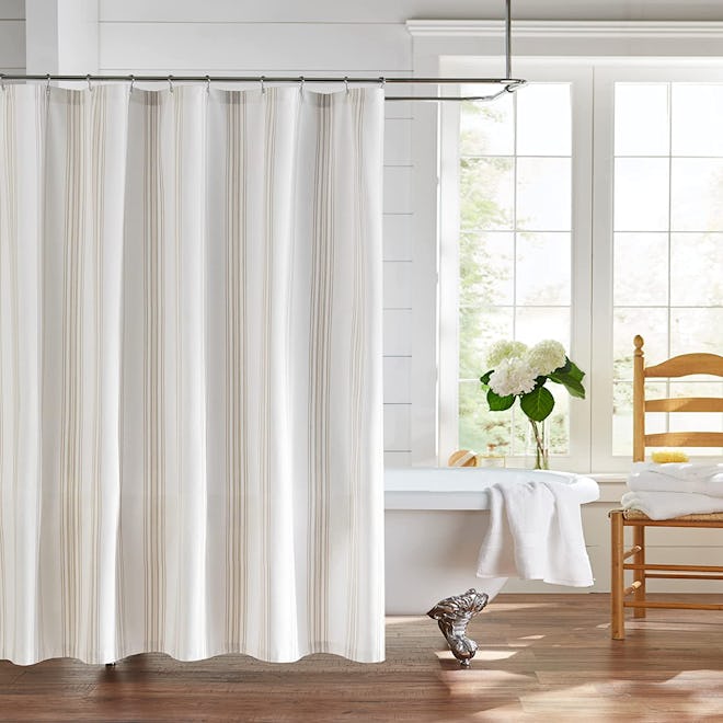 Elrene Home Fashions Stripe Fabric Shower Curtain