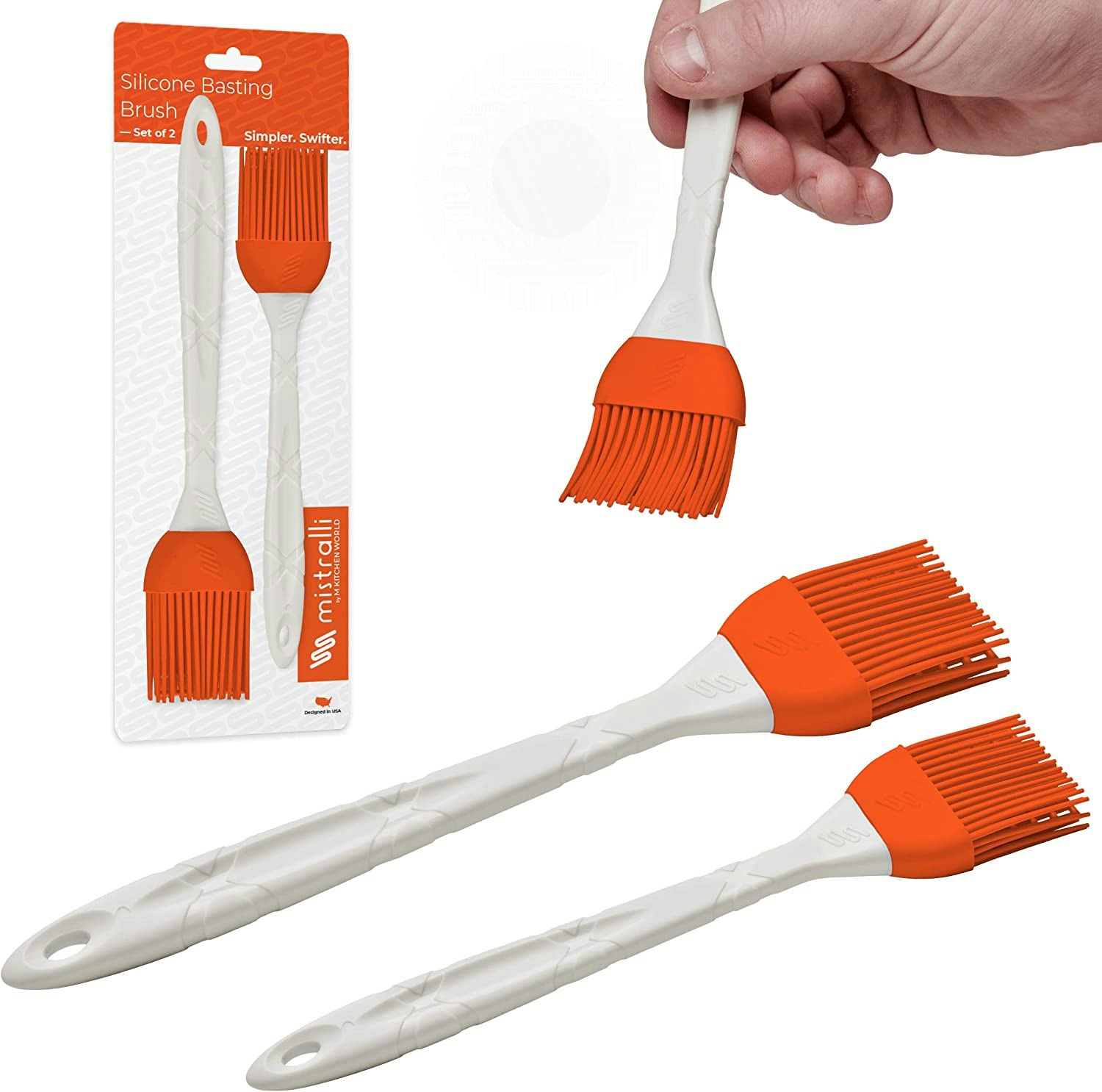 Zulay Kitchen (Set of 4) Heat Resistant Silicone Basting Brush with Soft Flexible Bristles