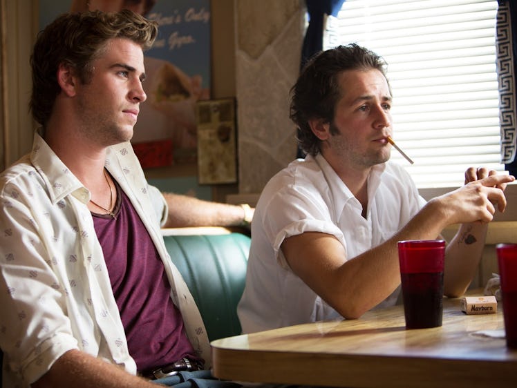 Liam Hemsworth and Michael Angarano as Chris and Eddie in Empire State.