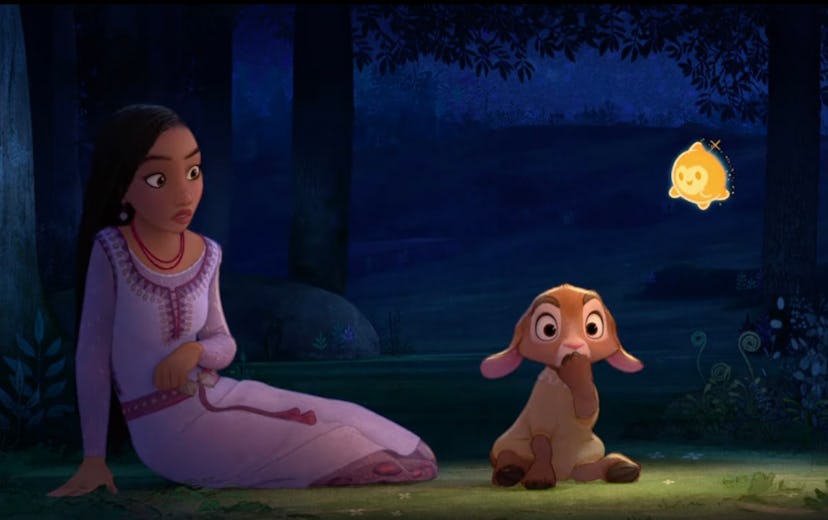 Asha and her pet goat Valentino in Disney's new movie 'Wish.'
