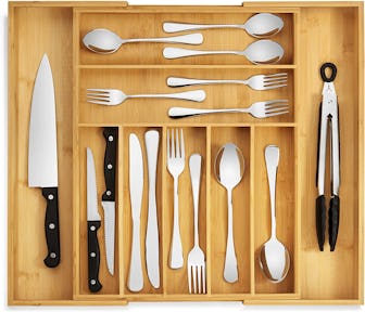 Purawood Premium Bamboo Silverware Organizer