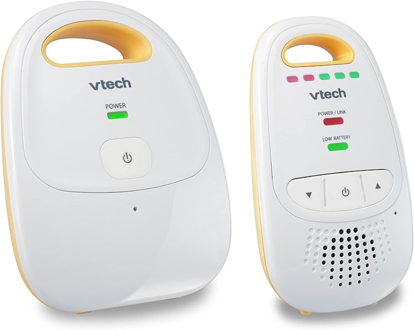 white and yellow audio baby monitor 